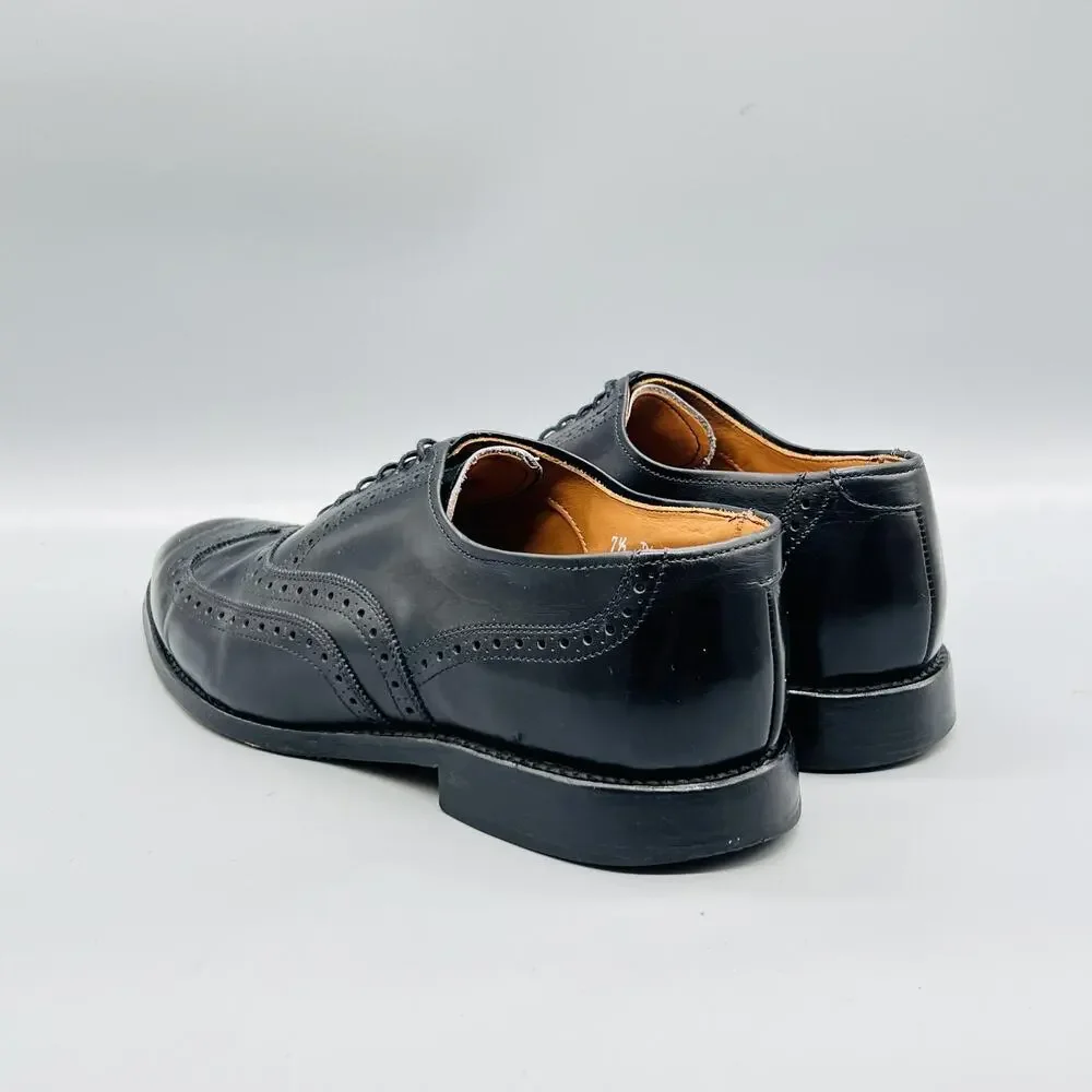 Allen Edmonds Shoes Mens 7.5 Black Leather Chester Wingtip Oxford Dress Brogue